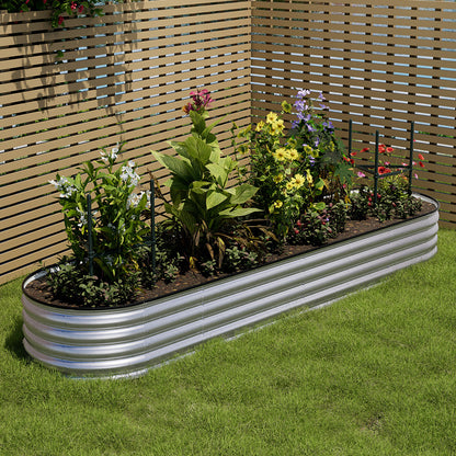 Silver 320cm Oval Shaped Galvanized Steel Raised Garden Bed