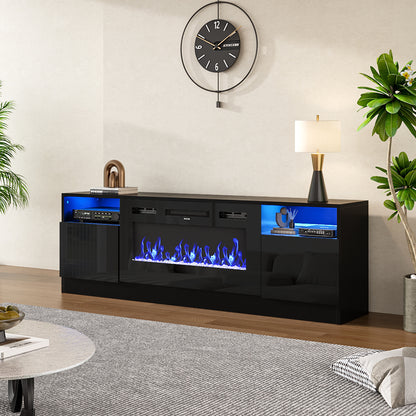Black Recessed 36 inch Electric Fireplace 3 Flame Colours with TV Stand