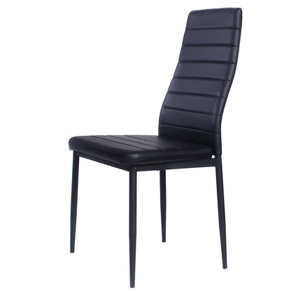 Set of 2 PU Leather Padded Seat Metal Legs Dining Chair Black