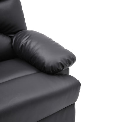 Black Manual Faux Leather Recliner Armchair