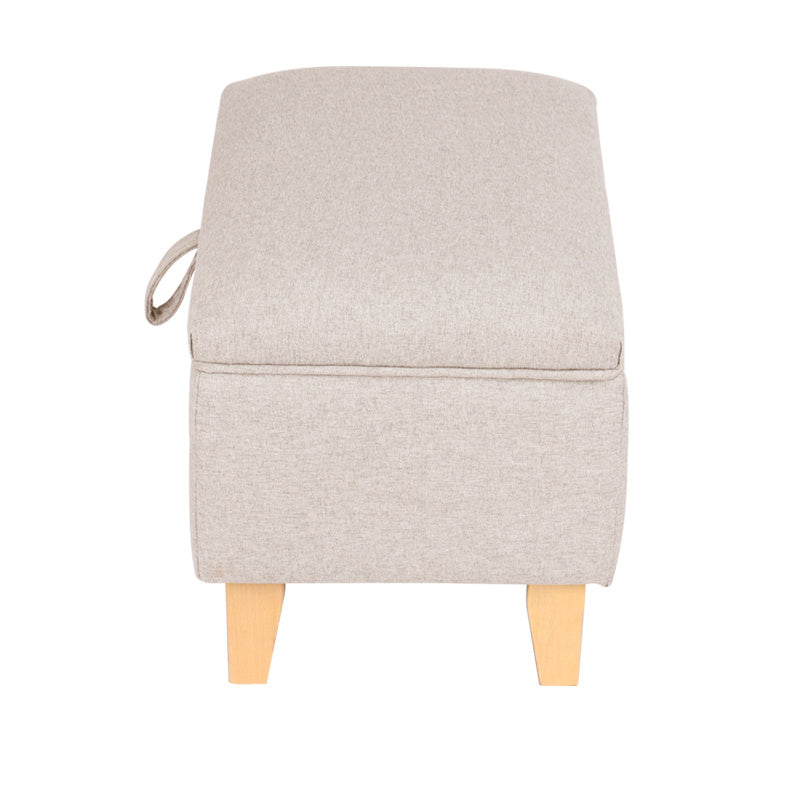 49CM Linen Storage Organizer Ottoman Footstool Beige