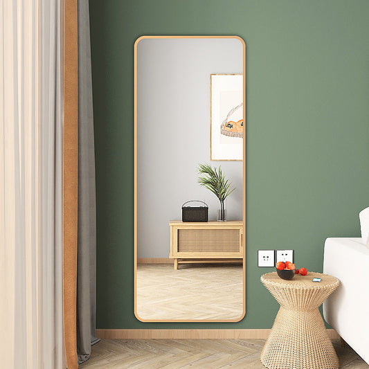 147cm H Gold Full Length Mirror with Rounded Corners Door Hanging