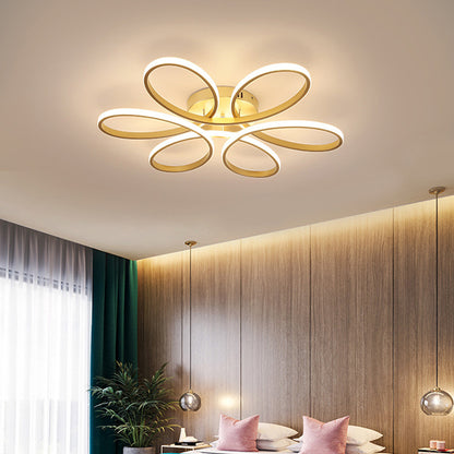 Modern Petal LED Chandelier Ceiling Light, Gold 58CM Dimmable