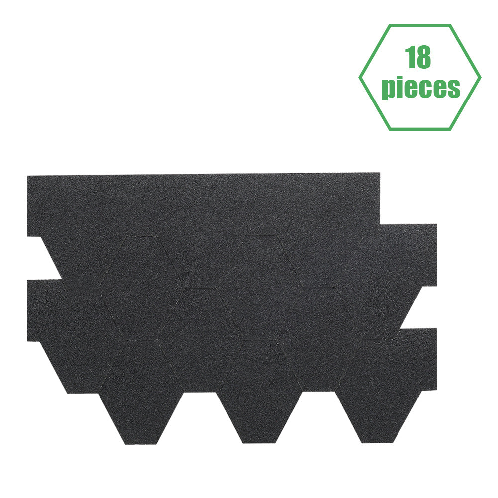 18 Pcs Self Adhesive Mosaic Asphalt Shingles Bitumen Roofing, Black