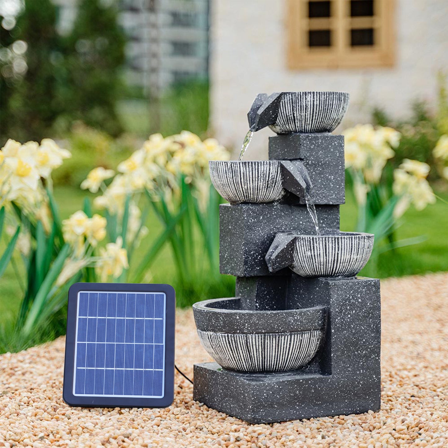 Outdoor Solar Powered Garden Water Feature Fountain