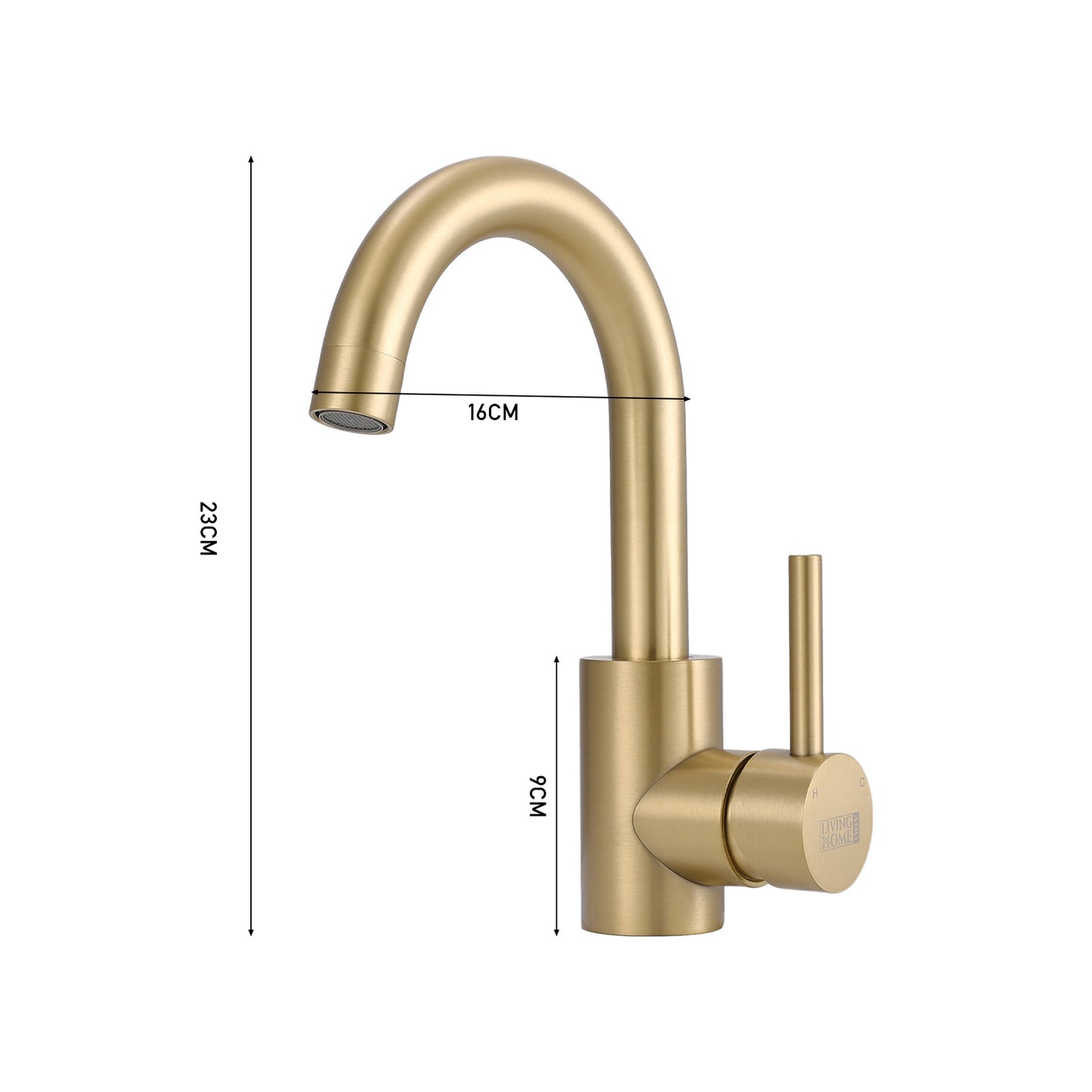 Gold 23cm Arc Single Handle Faucet with Swivel Spout