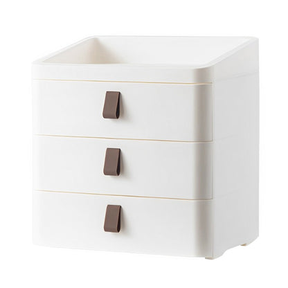 28cm H White Desktop Plastic Three Tier Drawer Organizer