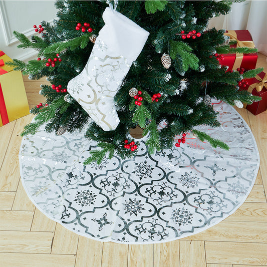 White Round Christmas Tree Base Skirt Xmas Ornament with Stocking