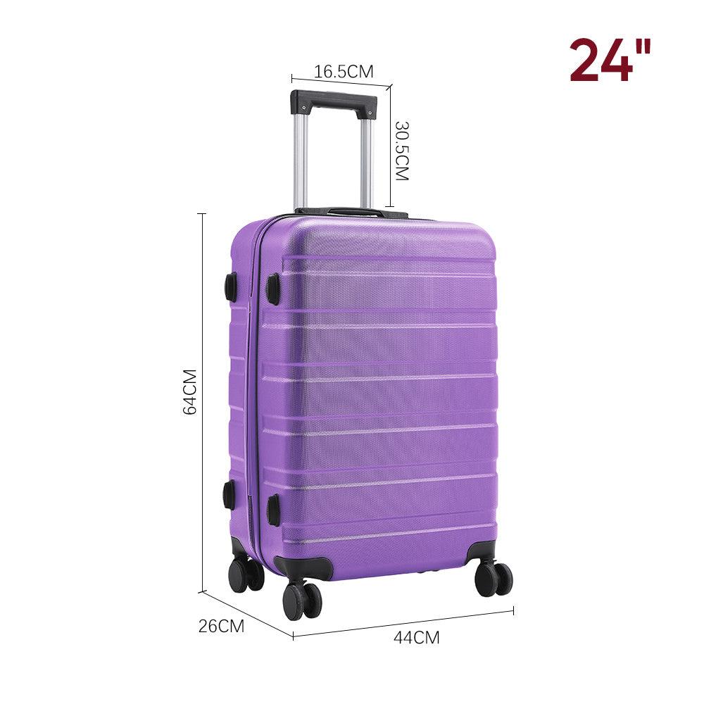 Purple 24 inch Hard Shell Rolling Luggage Trolley Travel Case