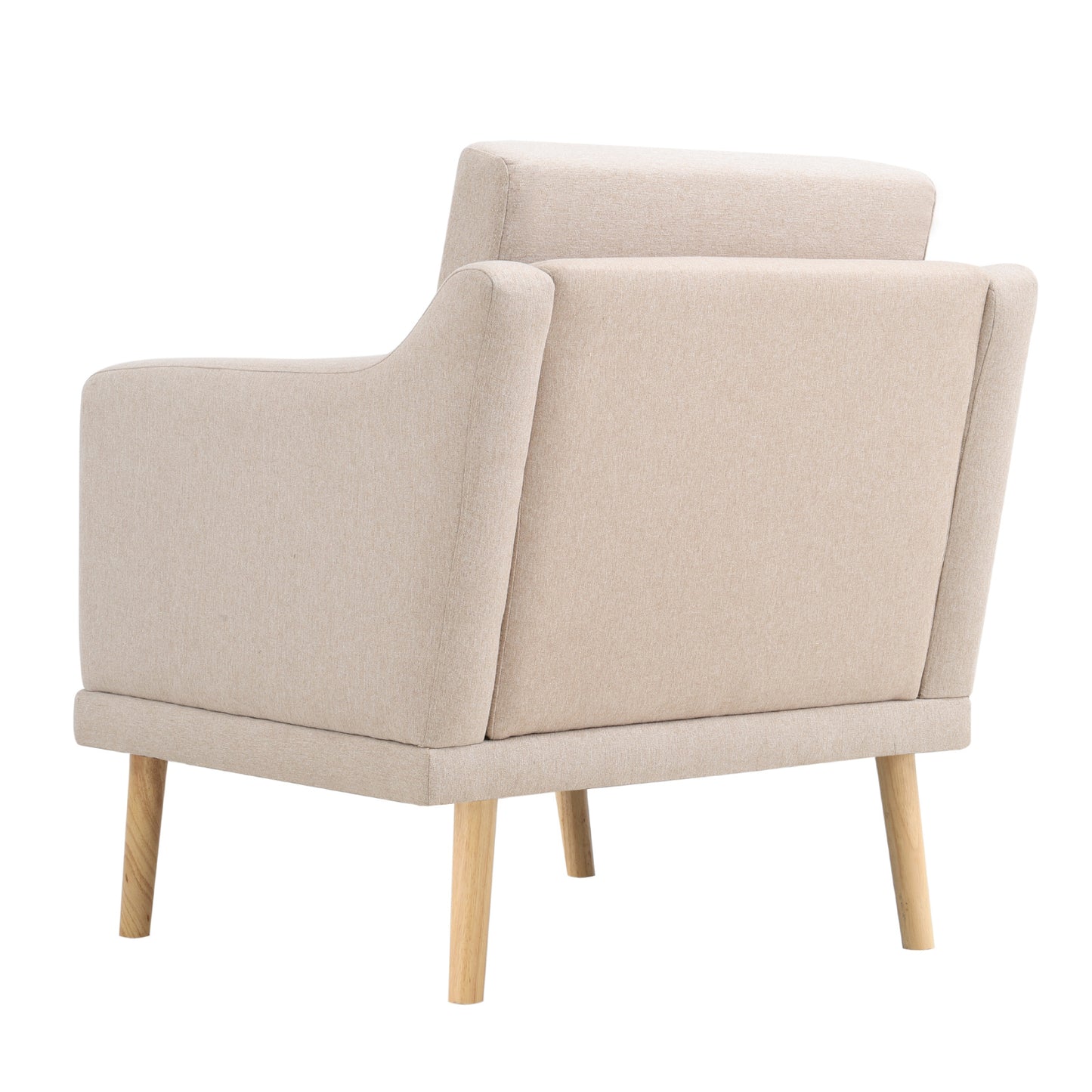 Beige Linen Upholstered Padded Armchair