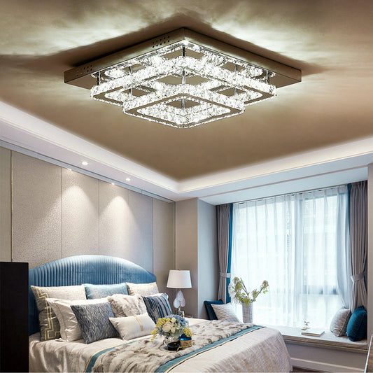 Modern LED Ceiling Light Crystal Chandelier Lamp 40CM Cool White