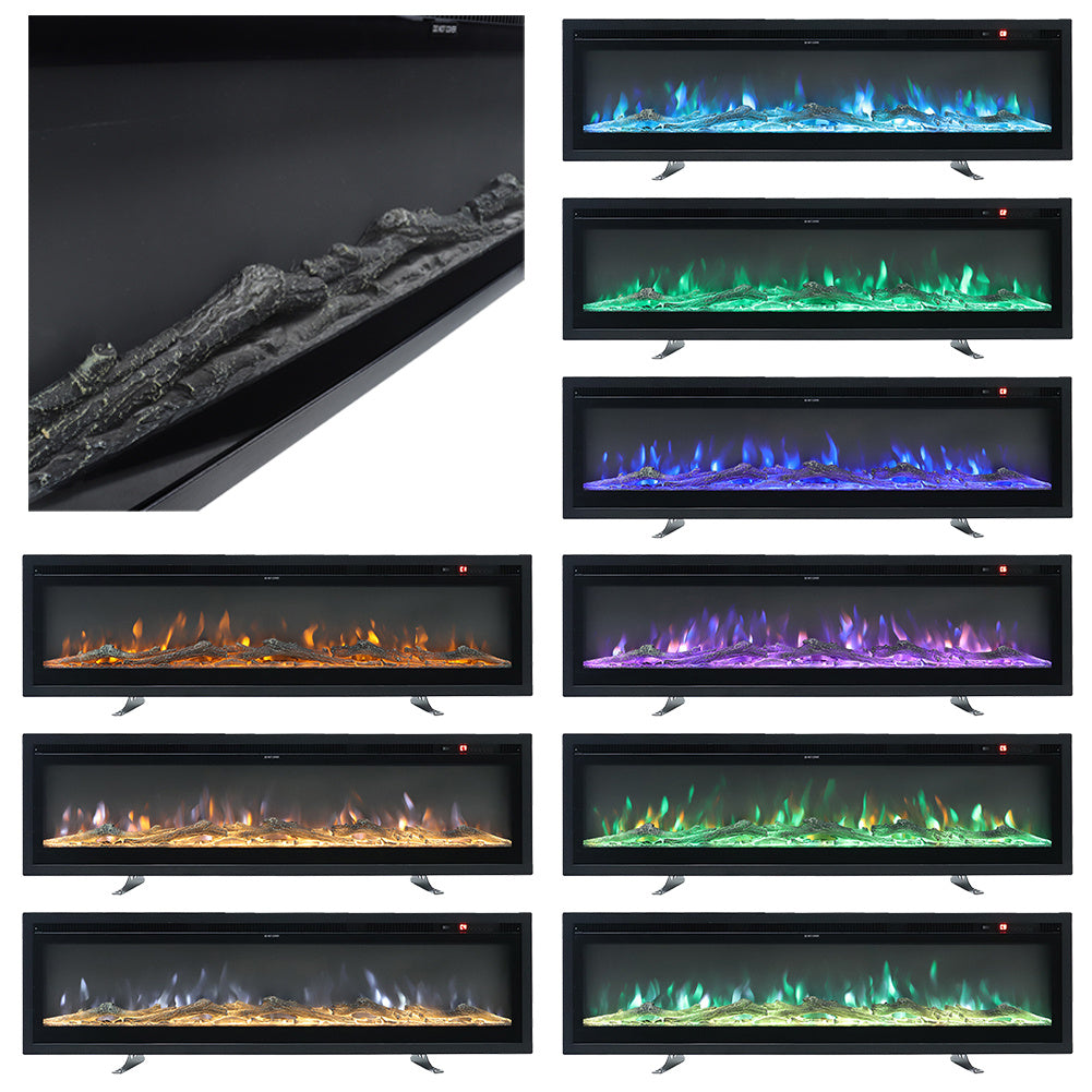 Freestanding/Wall Mounted/Recessed Electric LED Fireplace Heater