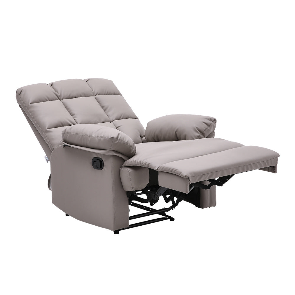 Grey Faux Leather Upholstered Recliner Armchair