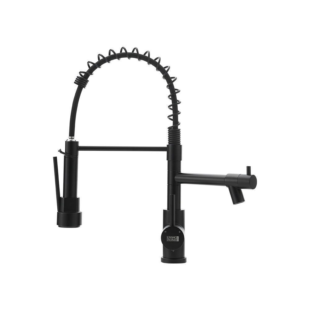 Black Stainless Steel Kitchen Faucet with Pull Down Spring Spout