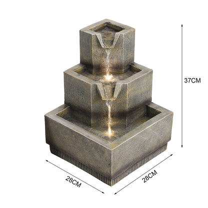 Multi-Tier Modern Garden Fountain with LED Lights