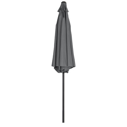 3M Dark Grey Parasol Umbrella Patio Sun Shade Crank Tilt with Round Base