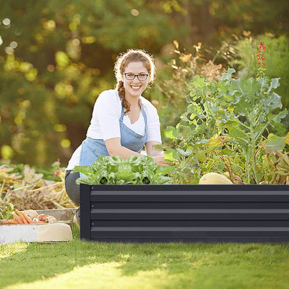 Charcoal Black 120cm W Galvanized Steel Raised Garden Bed Planter Box