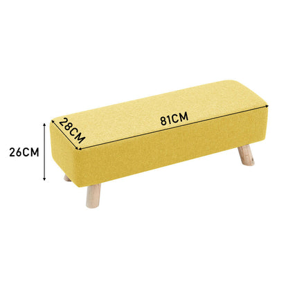 Yellow Rectangular Footrest with Solid Wooden Legs