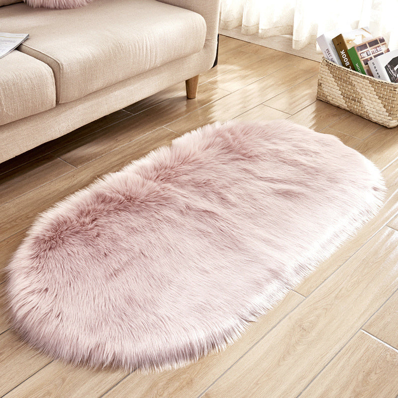 Oval Super Soft Shaggy Area Rug Pink