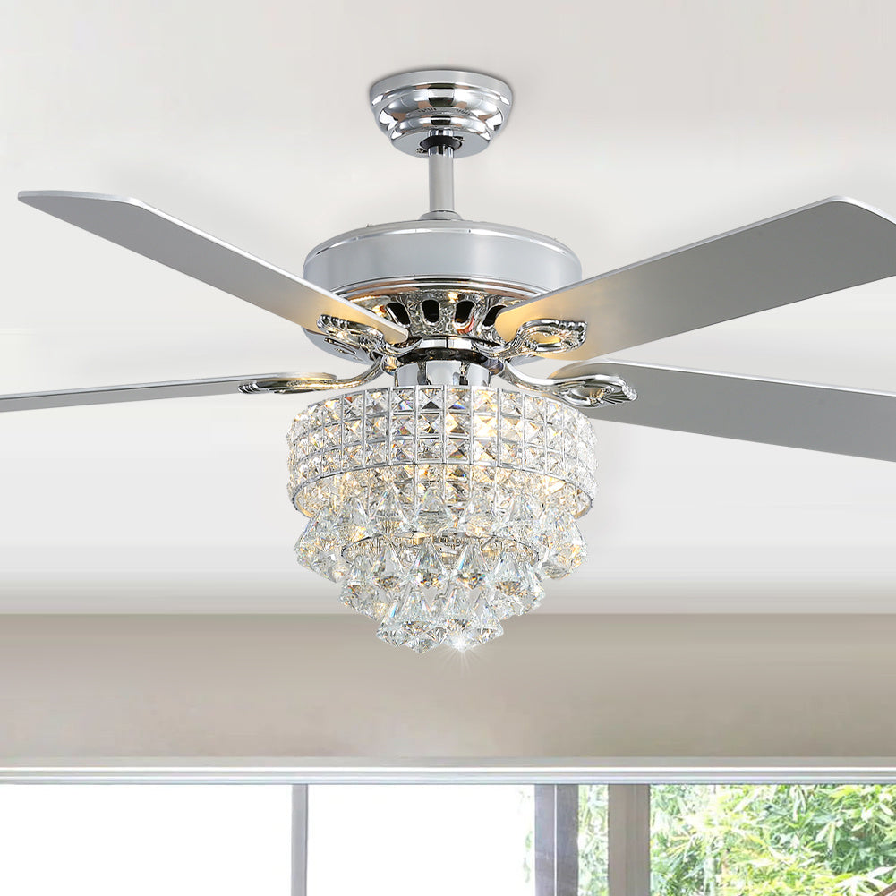 52 Inch Chandelier Ceiling Fan Light with 5 Blades and Remote Control