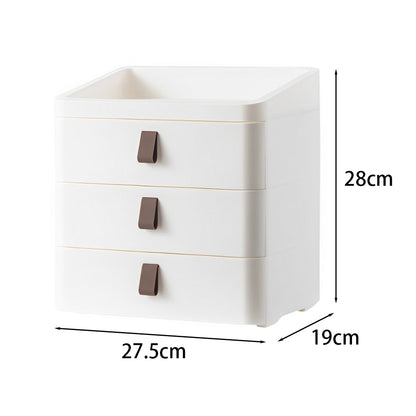 28cm H White Desktop Plastic Three Tier Drawer Organizer