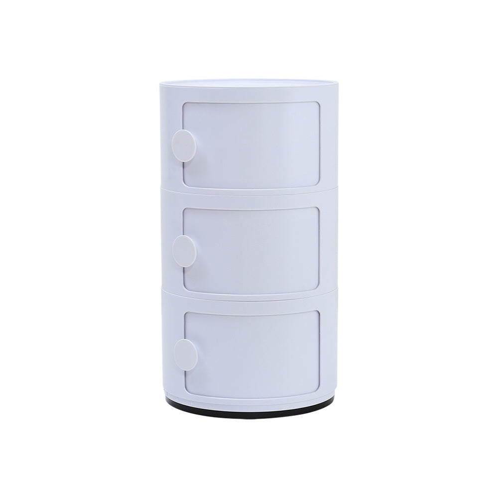 White 58cm Round 3 tiered Drawer Storage Unit Organizer