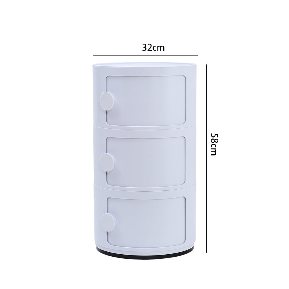 White 58cm Round 3 tiered Drawer Storage Unit Organizer