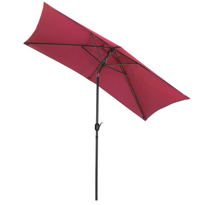 2x3M Parasol Umbrella Patio Sun Shade Crank Tilt with Round Base,Wine Red