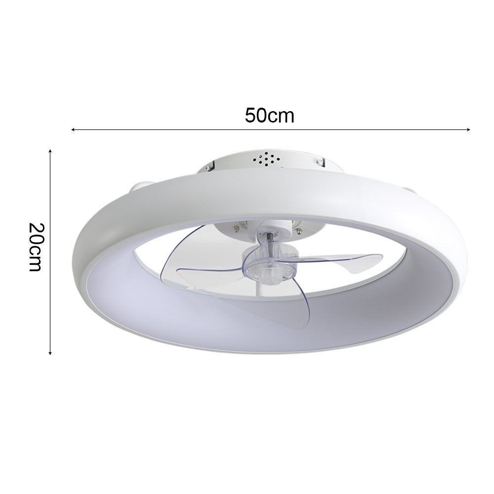 White 20 Inch Industrial Style Ceiling Mount LED Fan Light