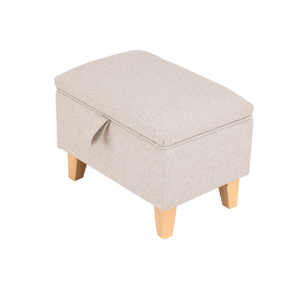 49CM Linen Storage Organizer Ottoman Footstool Beige