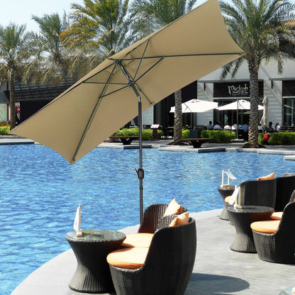 2x3M Large Square Garden Parasol Outdoor Beach Umbrella Patio Sun Shade Crank Tilt No Base, Taupe