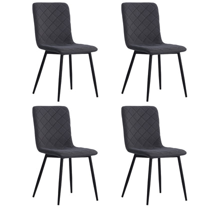 Set of 4 Padded Matte Velvet Accent Dining Chairs, Grey
