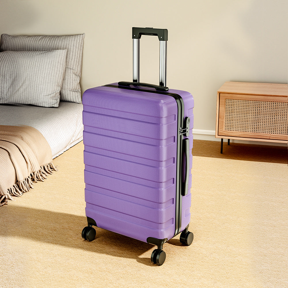 Purple 24 inch Hard Shell Rolling Luggage Trolley Travel Case