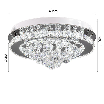 Modern Round LED Ceiling Light Crystal Chandelier Lamp, 40CM Cool White