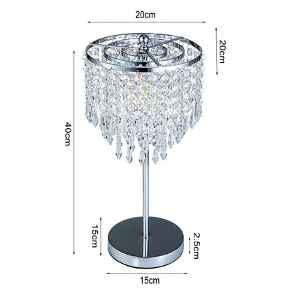 Modern Chrome and Crystal Shade Table Lamp