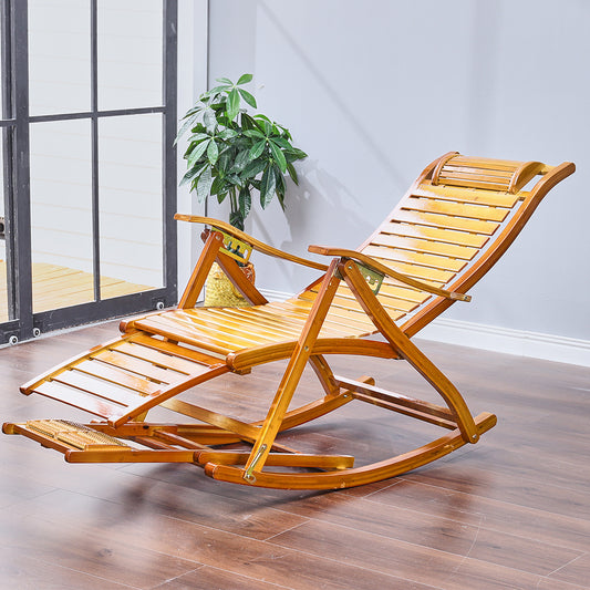 Bamboo Rocking Chair Foldable Recliner, Bamboo Chair, Natural Wood