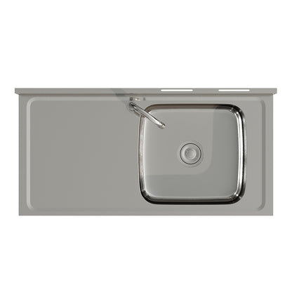 Silver Stainless Steel Kitchen Compartment Sink with Shelves