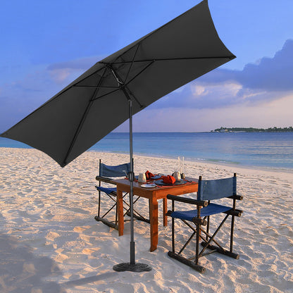 2x3M Large Square Garden Parasol Outdoor Beach Umbrella Patio Sun Shade Crank Tilt No Base Black