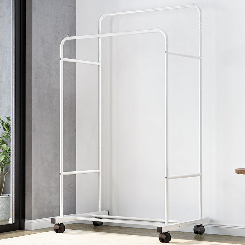 Rolling Clothes Rail Garment Rack Double Bar Clothing Shelf