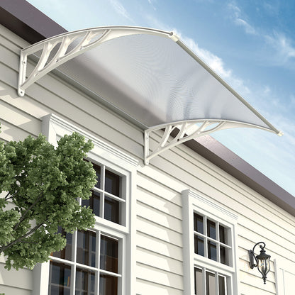 Door Canopy Awning Window Rain Snow Shelter Curved Sheet, White 150CM