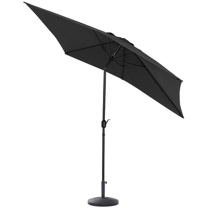 2x3M Parasol Umbrella Patio Sun Shade Crank Tilt with Round Base, Black