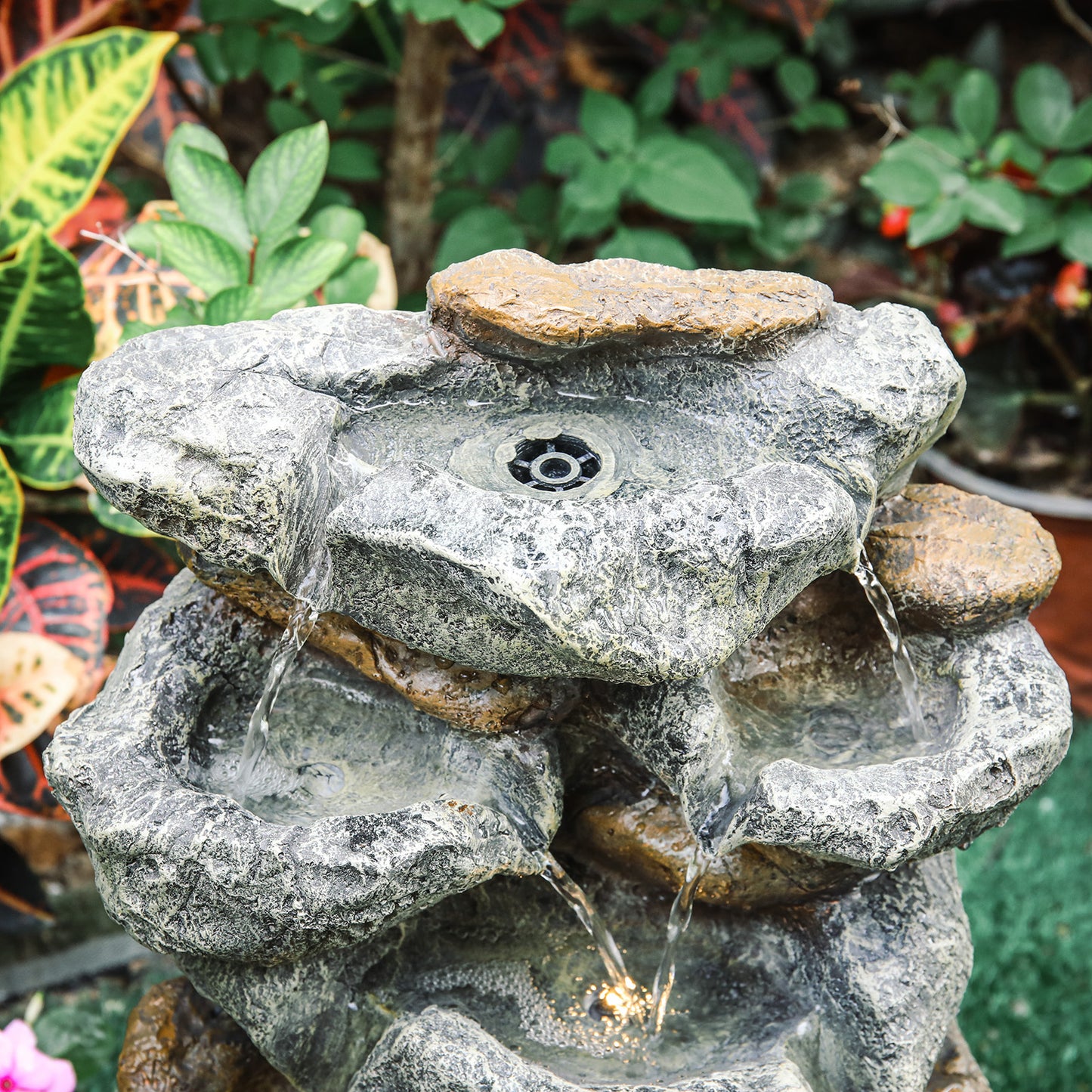 Solar Powered Outdoor Water Feature Waterfall