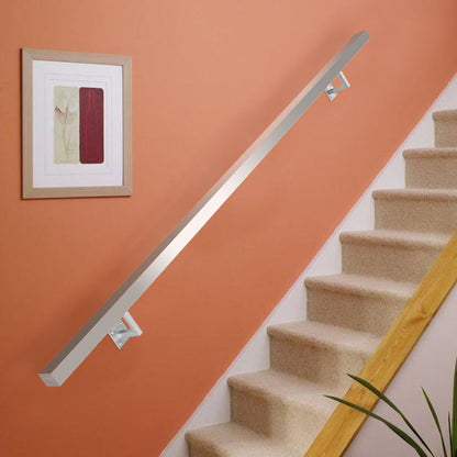 Square Brushed Stainless Steel Bannister Rail Balustrade Stair Handrail, 2.25M