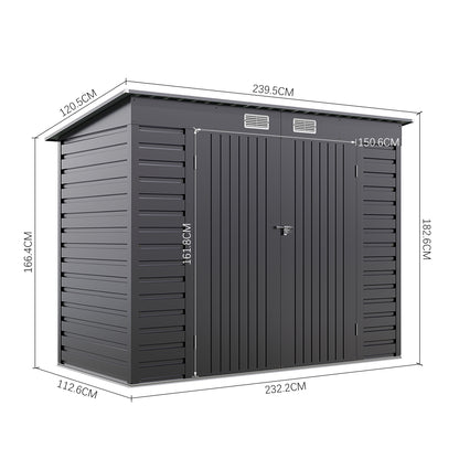 Outdoor Galvanized Steel Storage Shed with Dual Doors