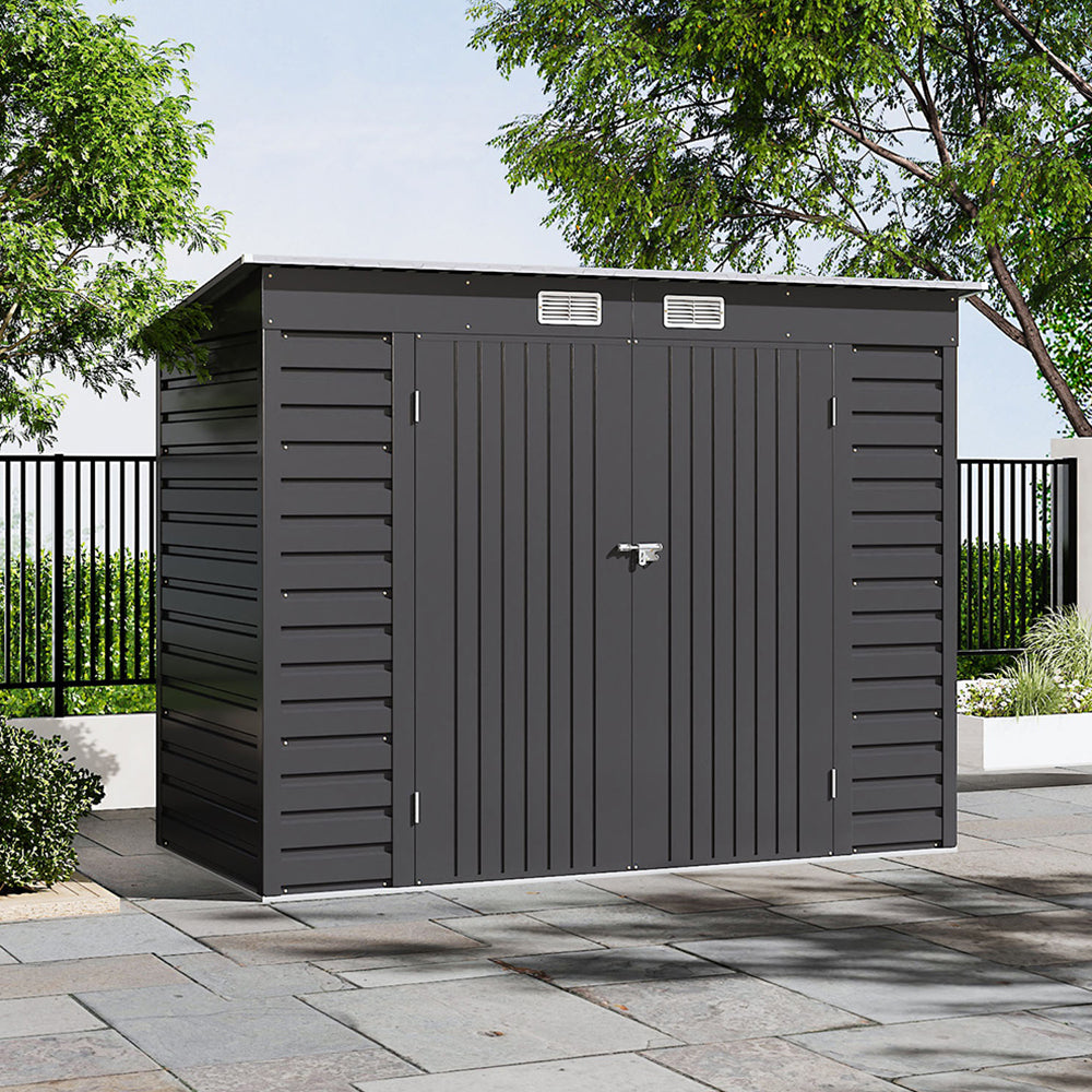 Outdoor Galvanized Steel Storage Shed with Dual Doors