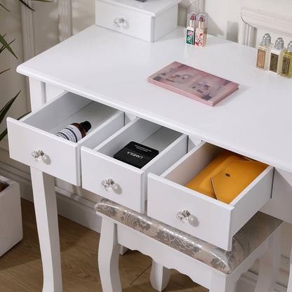 White 75cm Makeup Vanity Desk with Mirror and Stool