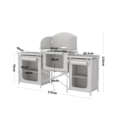 Foldable Travel Camping Kitchen Stand Unit Grey