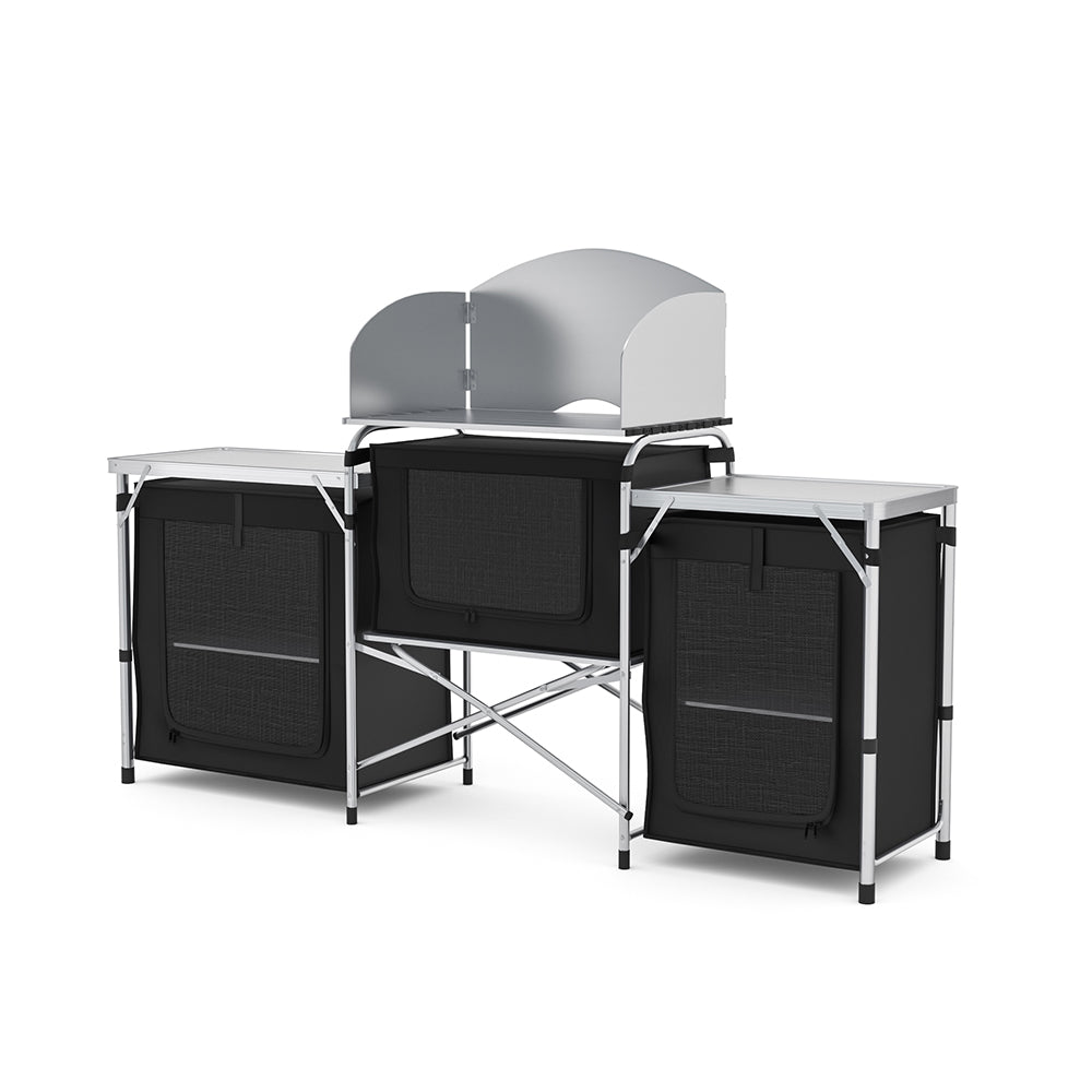 Foldable Portable Outdoor Travel Camping Kitchen Stand Storage Unit Black