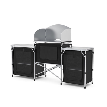 Foldable Portable Outdoor Travel Camping Kitchen Stand Storage Unit Black