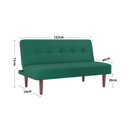 Fabric Upholstered 2 Seater Baby Sofa Bed Dark Green